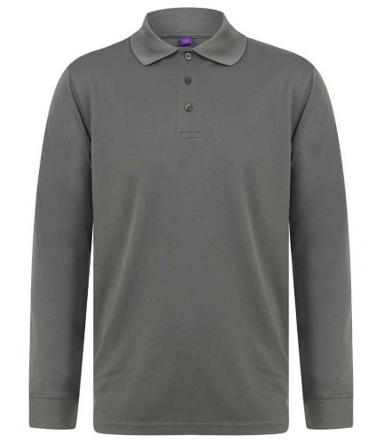 Henbury Unisex Long Sleeve Coolplus? Piqu? Polo Shirt - CHA - XL